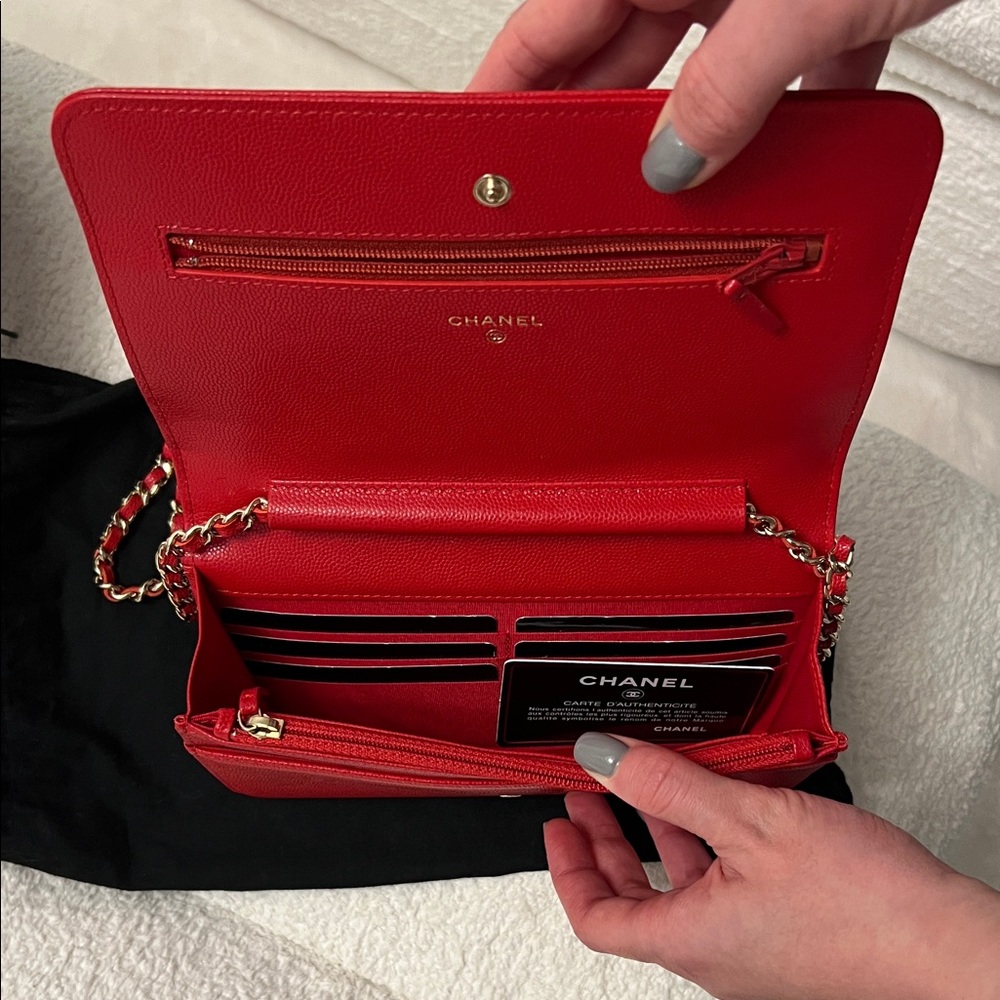 Chanel Red Camelia Embossed Crossbody Bag - Picture 3 of 7